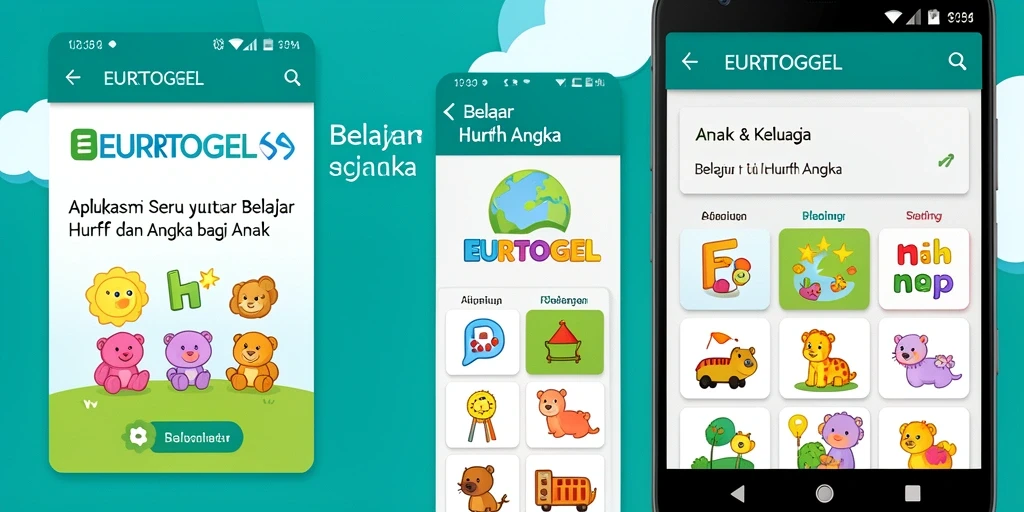 Screenshot antarmuka EUROTOGEL memperlihatkan fitur belajar huruf dan angka yang menarik.