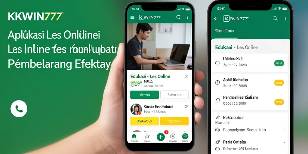 Tampilan antarmuka aplikasi Les Online KKWIN777 yang menarik dan interaktif.