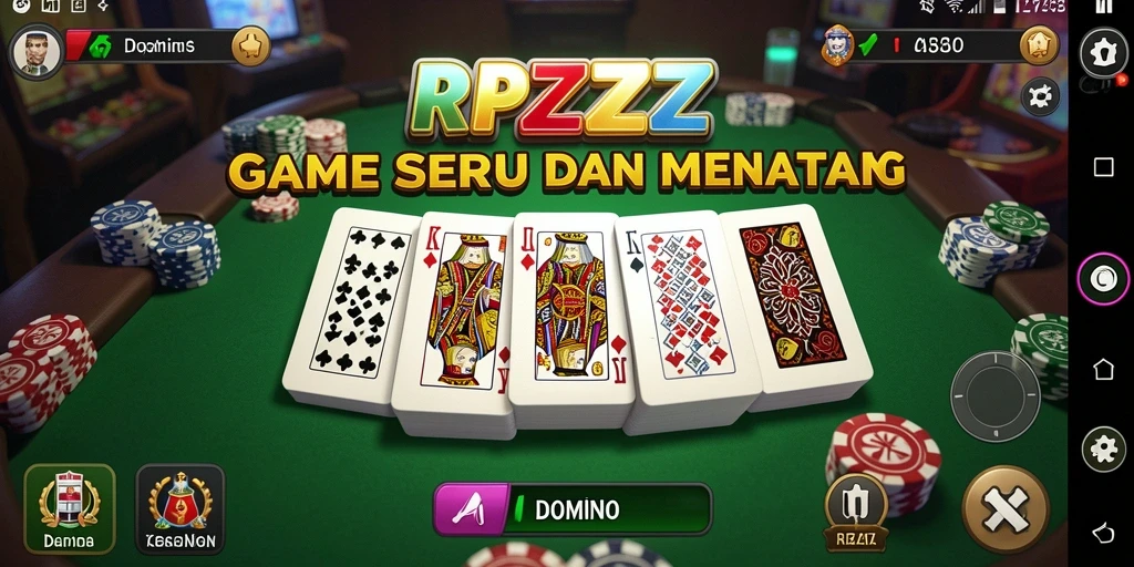 Antarmuka pengguna game domino RPZZZ yang menarik dan interaktif.